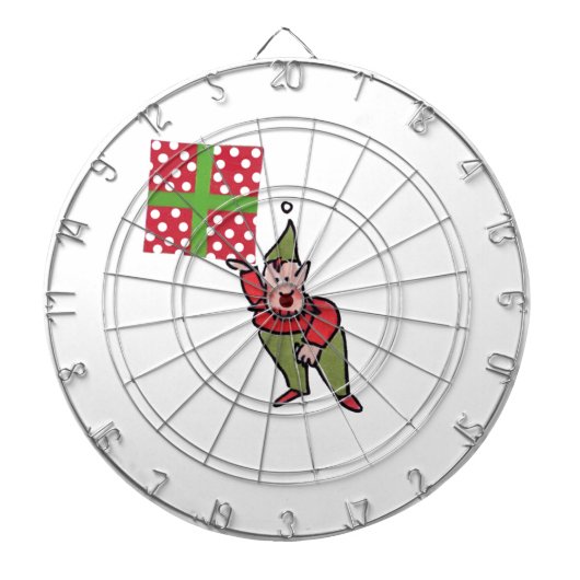 Elf met Polka Dot Gift dartboard Dartbord (Voorkant)