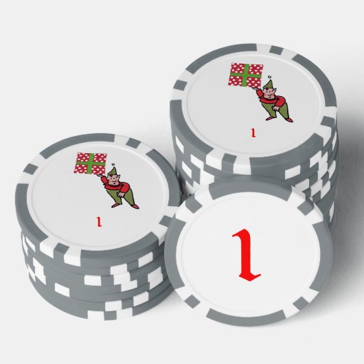 Elf Met Polka Dot Gift grijs 1 gestreepte pokerchi Poker Chips (Opstapeling)