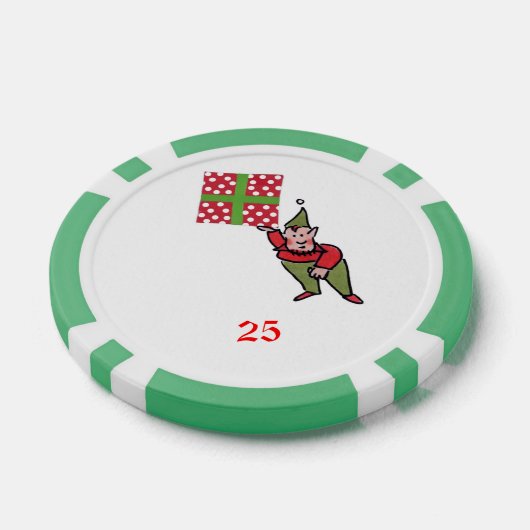 Elf Met Polka Dot Gift grn 25 gestreepte pokerchip (Enkel)
