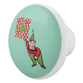 Elf met Polka Dot Gift keramische knop (Rechts)