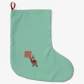 Elf Met Polka Dot Gift Kerstmis kous groot Grote Kerstsok (Voorkant)