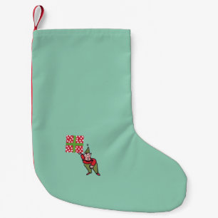 Elf Met Polka Dot Gift Kerstmis kous klein Kleine Kerstsok