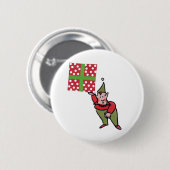 Elf met Polka Dot Gift knop Ronde Button 5,7 Cm (Voorkant /achterkant)