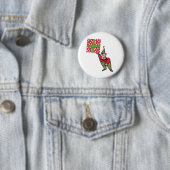 Elf met Polka Dot Gift knop Ronde Button 5,7 Cm (In situ)