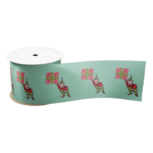 Elf met Polka Dot Gift lint spoel (Spoel)