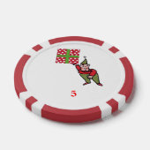 Elf Met Polka Dot Gift rood 5 gestreepte poker chi Chips (Enkel)
