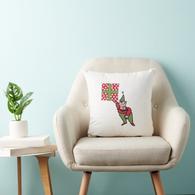 Elf Met Polka Dot Gift vierkant gooi kussen (Stoel)
