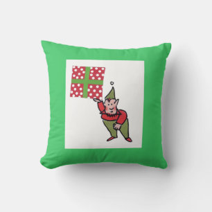 Elf Met Polka Dot Gift vierkant groen worp kussen