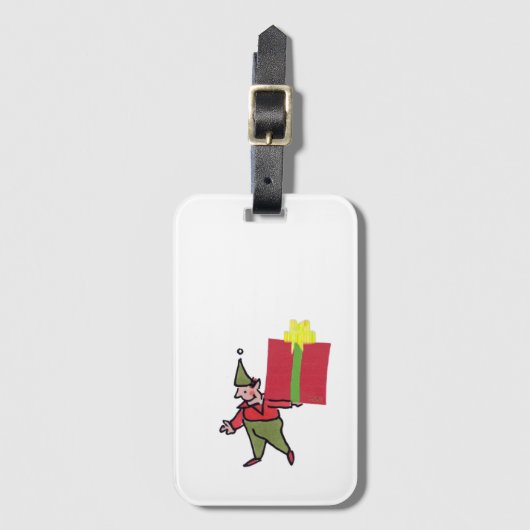 Elf met rode Box bagagelabel (Voorkant (verticaal))