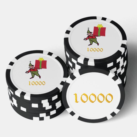 Elf Met Rode Doos blk gouden 10000 gestreepte pook Poker Chips (Opstapeling)