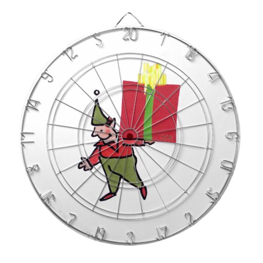 Elf met rode doos dartboard dartbord (Voorkant)