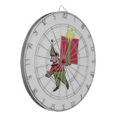 Elf met rode doos dartboard dartbord (Voorkant Links)