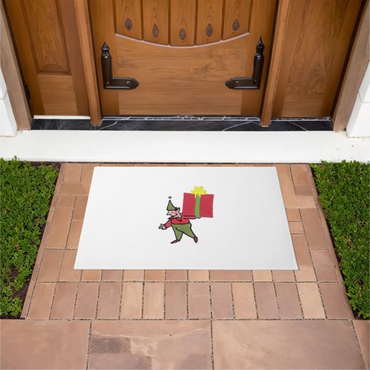 Elf met rode doos deurmat (Buiten)