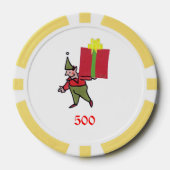 Elf Met Rode Doos Geel 500 Gestreepte pookspaander Poker Chips (Voorkant)