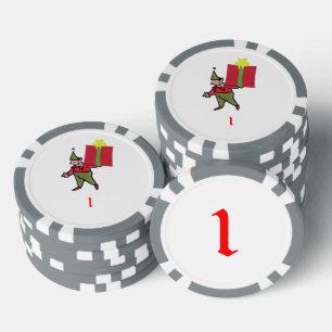 Elf Met Rode Doos Grijs 1 gestreepte pookspaander Poker Chips
