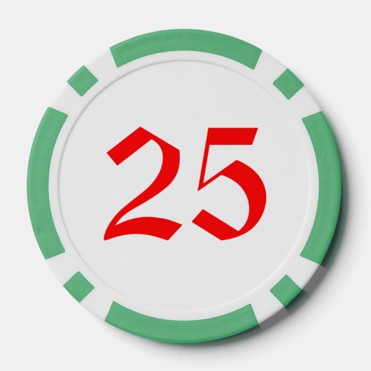 Elf Met Rode Doos Groene 25 gestreepte pookspaande Poker Chips (Achterkant)