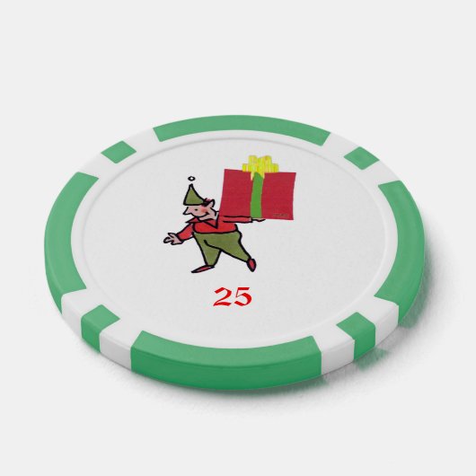 Elf Met Rode Doos Groene 25 gestreepte pookspaande Poker Chips (Enkel)
