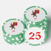 Elf Met Rode Doos Groene 25 gestreepte pookspaande Poker Chips (Opstapeling)