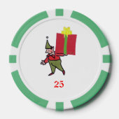 Elf Met Rode Doos Groene 25 gestreepte pookspaande Poker Chips (Voorkant)