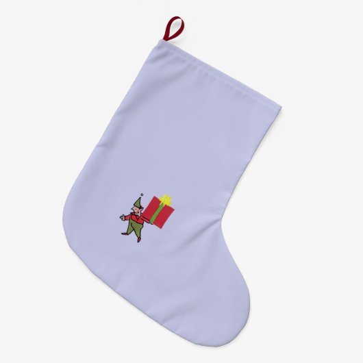 Elf Met Rode Doos Kerstmis kous groot Grote Kerstsok (Voorkant (Hangend))