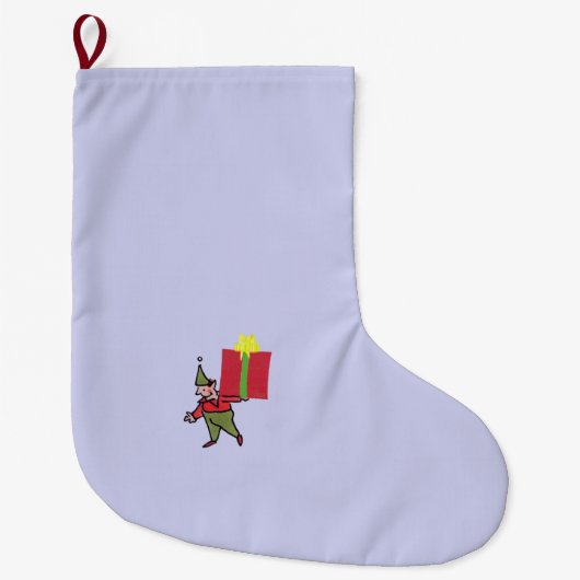 Elf Met Rode Doos Kerstmis kous groot Grote Kerstsok (Voorkant)