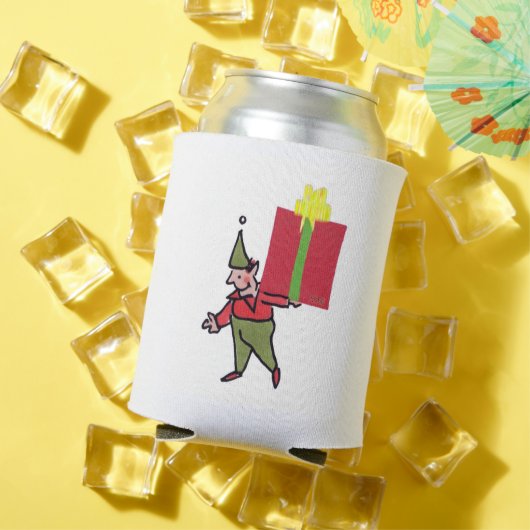 Elf met rode doos koelbox blikjeskoeler (Insitu Zomer)