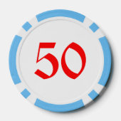 Elf Met Rode Doos lichtblauw 50 gestreepte pookspa Poker Chips (Achterkant)