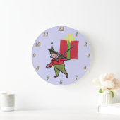 Elf met rode doos paarse wandklok (Huis)