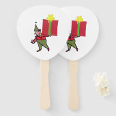 Elf Met Rode Doos peddel hand fans Handwaaier (Voorkant en achterkant)