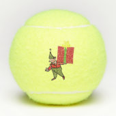 Elf met rode doos pennen tennisballen (Voorkant)
