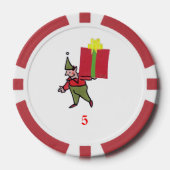 Elf Met Rode Doos Rode 5 Gestreepte pookspaander Poker Chips (Voorkant)