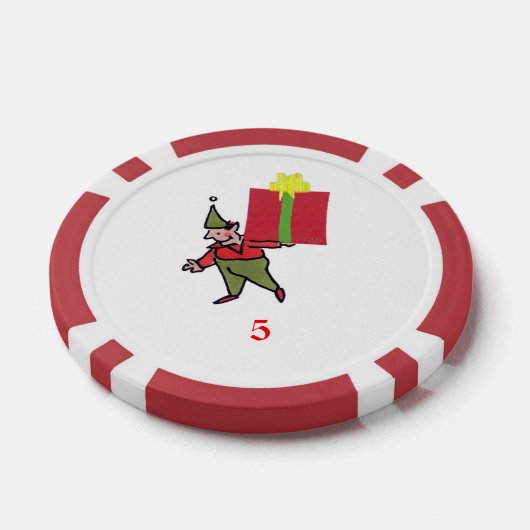 Elf Met Rode Doos Rode 5 Gestreepte pookspaander Poker Chips (Enkel)