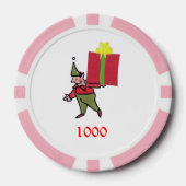 Elf Met Rode Doos roze 1000 gestreepte pookspaande Poker Chips (Voorkant)