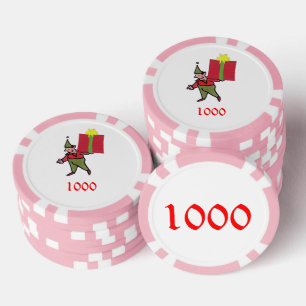 Elf Met Rode Doos roze 1000 gestreepte pookspaande Poker Chips