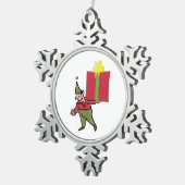 Elf Met Rode Doos tinnen sneeuwvlok ornament (Rechts)