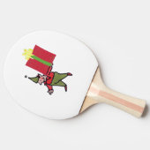 Elf met rode doos witte ping pong peddel tafeltennisbatje (Zijkant)