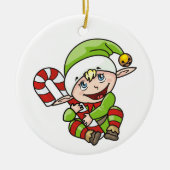 Elf met snoepriet keramisch ornament (Voorkant)