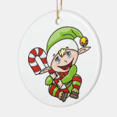 Elf met snoepriet keramisch ornament (Links)