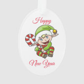 Elf met snoepriet ornament (achterkant)