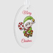Elf met snoepriet ornament (voorkant)