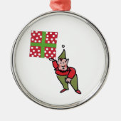 Elf Met Stip Geschenk ronde premium ornament (Voorkant)