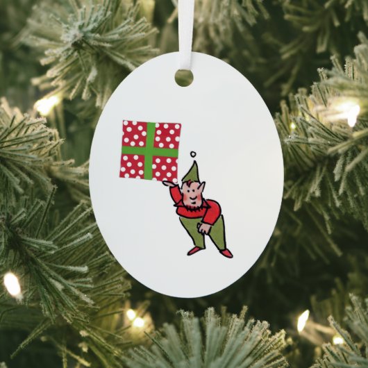 Elf Met Stippen Geschenk ovale metalen ornament (Insitu)