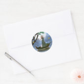 Elf met White Cat Riding op een lef Sticker (Envelop)