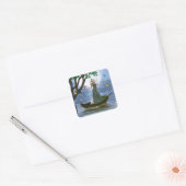 Elf met White Cat Riding op een lef Sticker 2 (Envelop)
