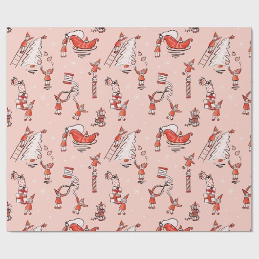 Elf Mischief Wrapping Paper Cadeaupapier (Vlak)