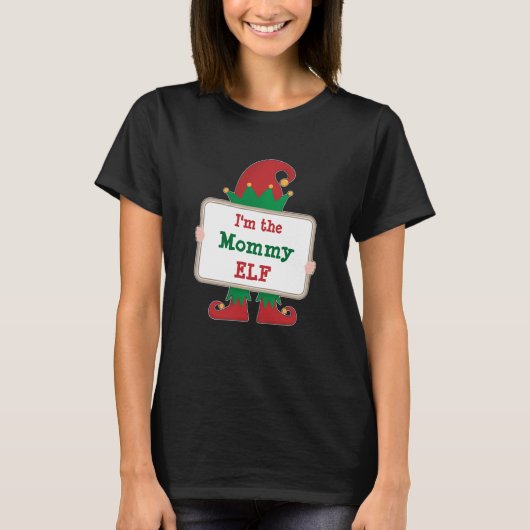Elf Moeder | Gepersonaliseerd Kerstmis Elf T-Shirt (Voorkant)