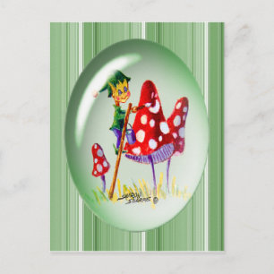 ELF, MUSHROOMS EN STRIPES, VAN SHARON SHARPE BRIEFKAART