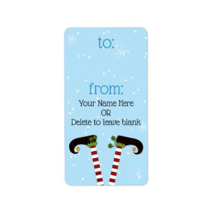 Elf naar/van cadeauLabels Aangepaste kleur Etiket