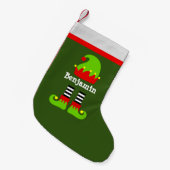 Elf Name Pet & Legs Feet Green Red Kleine Kerstsok (Voorkant (Hangend))