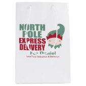 Elf North Pole Express-levering op maat Medium Cadeauzakje (Voorkant)